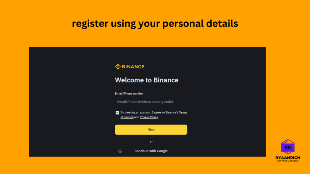 register on binance