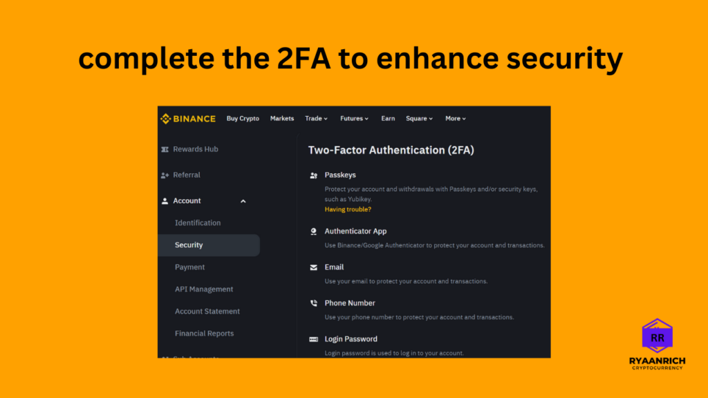 2FA security on binance